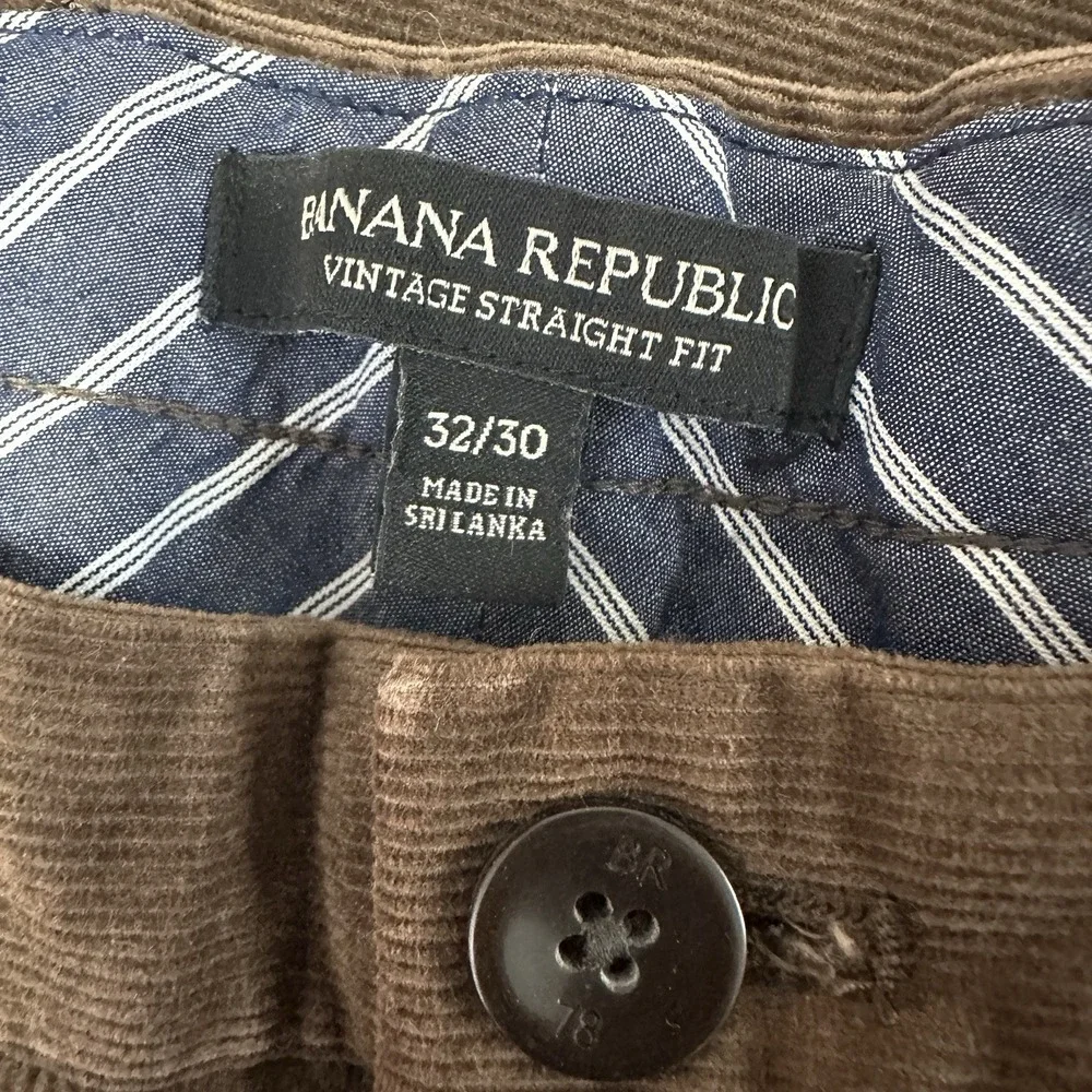 Banana Republic Vintage Straight Fit Corduroy Pants Men's 32x30 Waniscot Brown